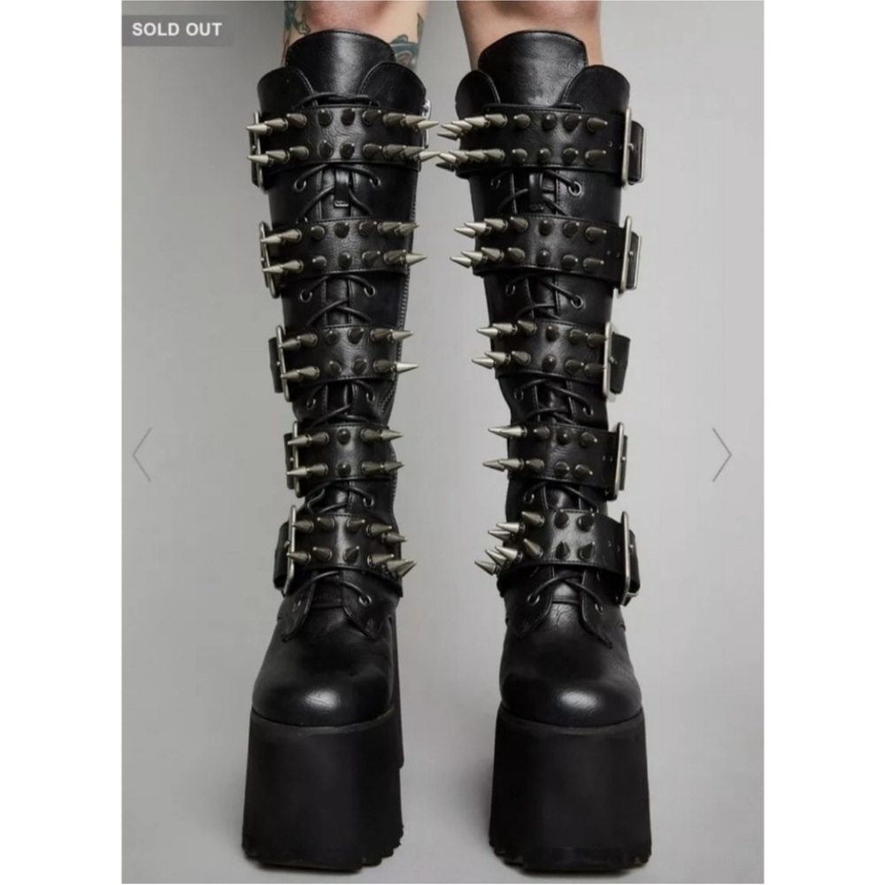 NEW DOLLS KILL WIDOW APPETITE FOR DESTRUCTION BOOTS Sz 8 - Picture 5 of 15